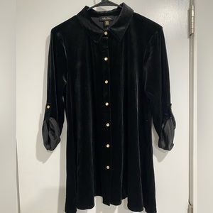 Melissa paige pour the vino black velvet tunic shirt size medium NWT